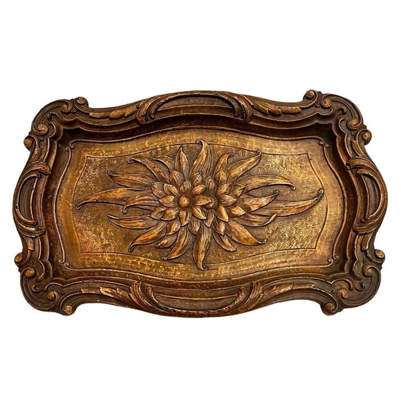 Beautiful Rustic Rectangle Carved Tray - Picture 1 of 6